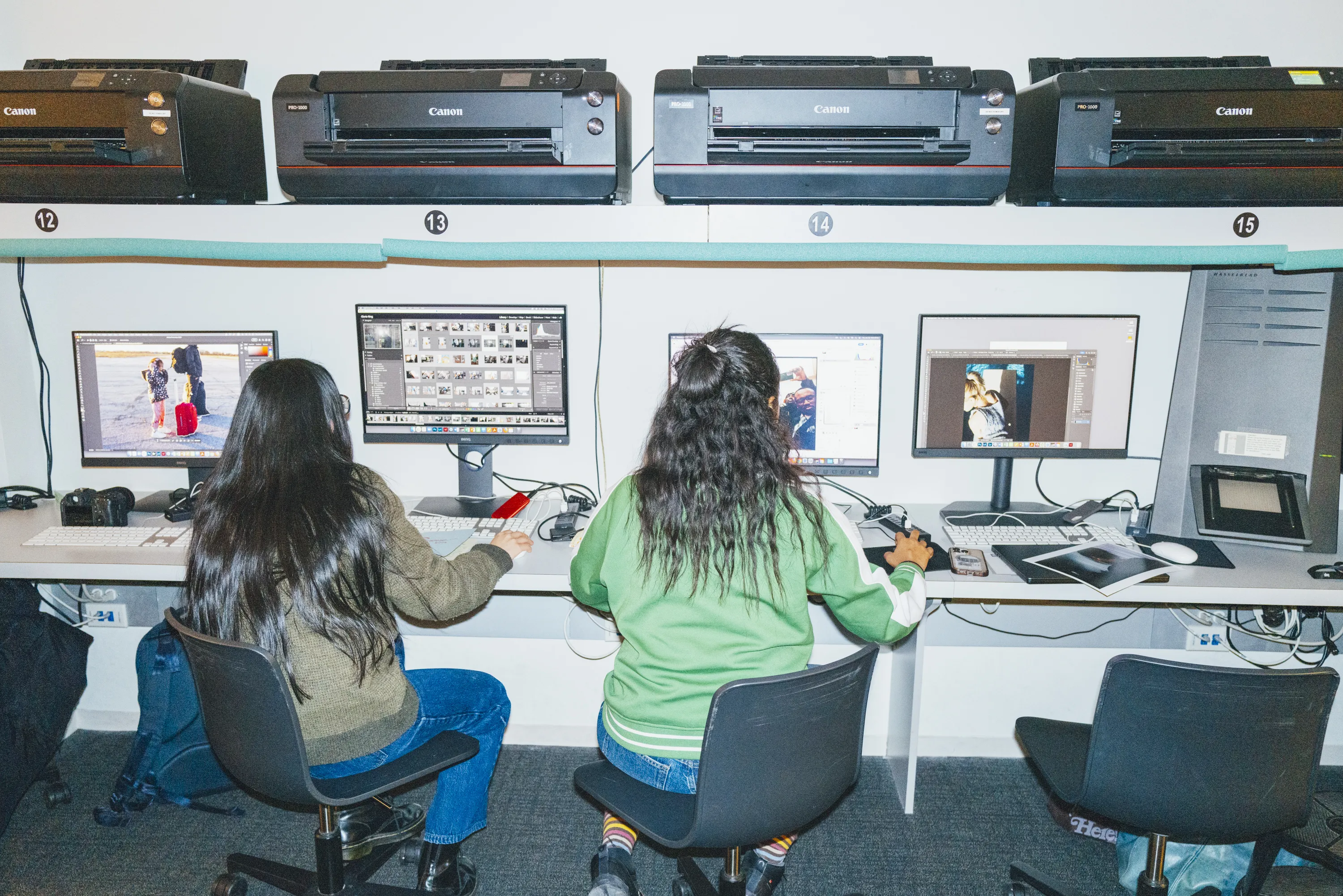 Students working in media lab